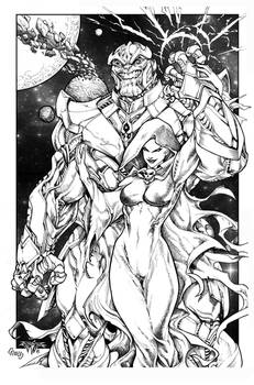 Thanos And Mistress Death By Pant Inked Small