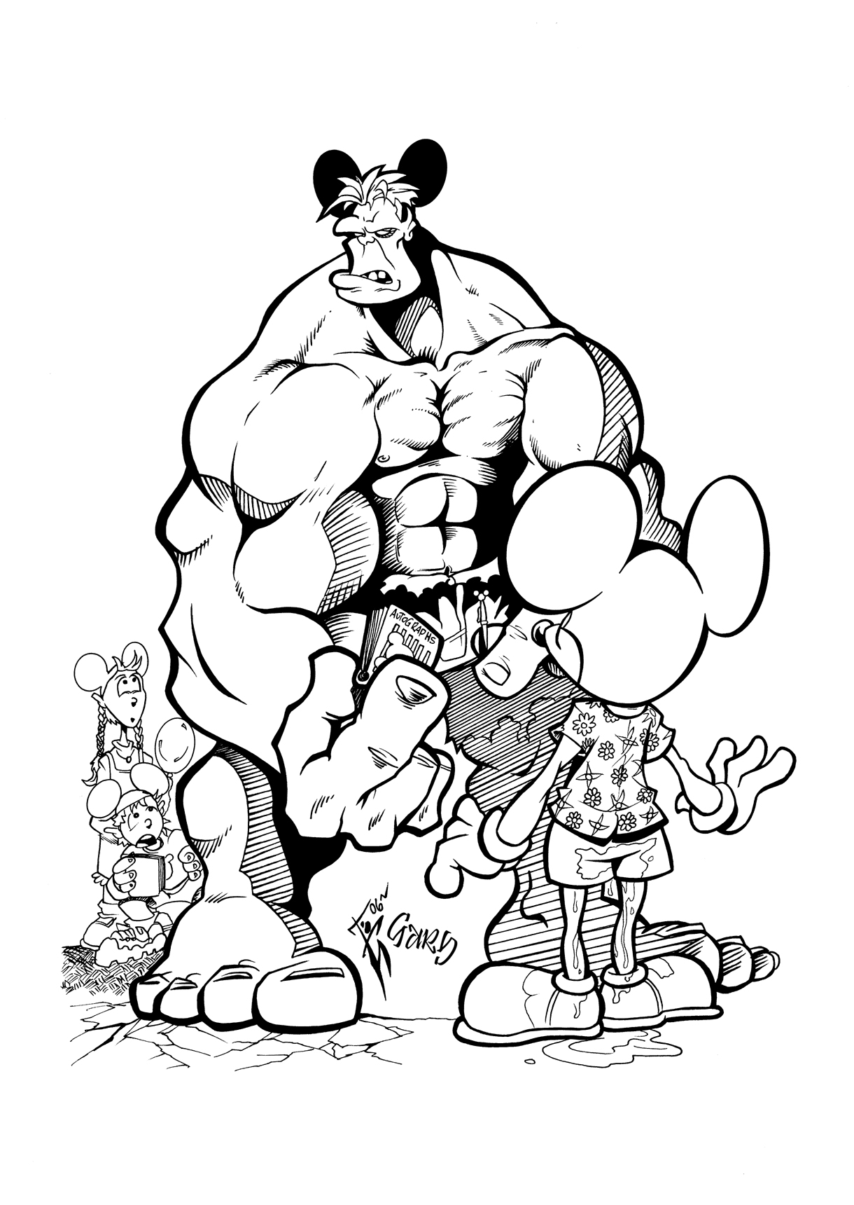 Hulk and Mouse inked