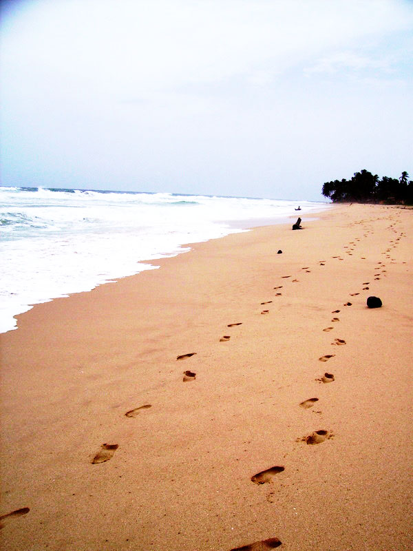 Foot prints on the beach