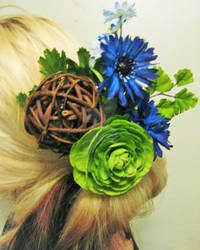 Exotic wooden ball hair piece by SomethingTeal