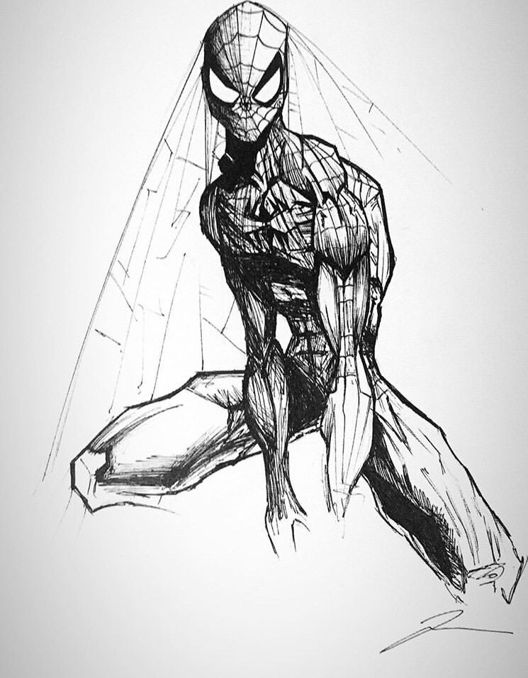 Spiderman pen sketch. by Elieskt on DeviantArt