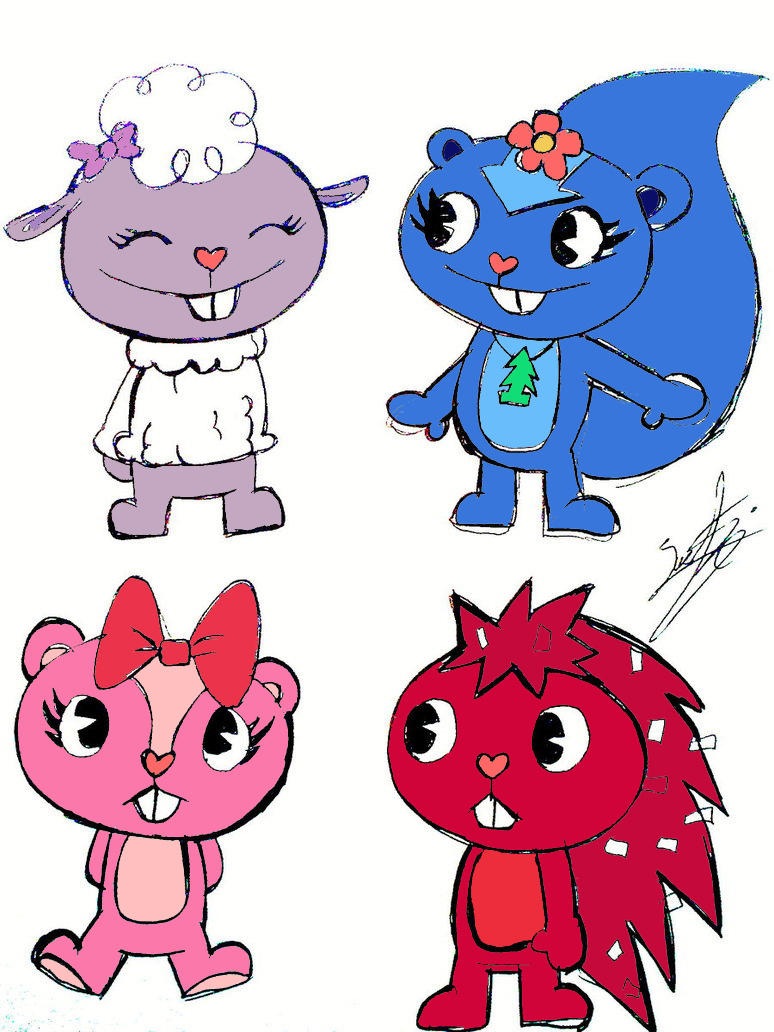 HTF Girls Sketch coloured in by sleepyseaotter on DeviantArt