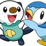 Oshawott and Piplup playing tag!