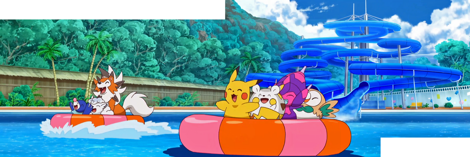 Pokemon SM Ep86 - Water Slide Scene (merged) by ryanthescooterguy on ...