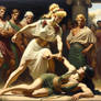 Aphrodite and Persophone fighting over Adonis