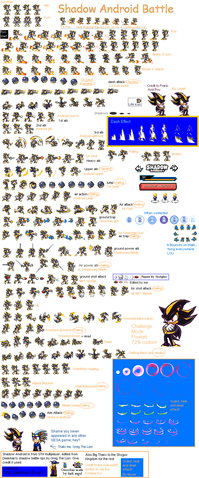 Yellow Shadow Android sprites sheet (Lost?) by DarkSeth644 on DeviantArt