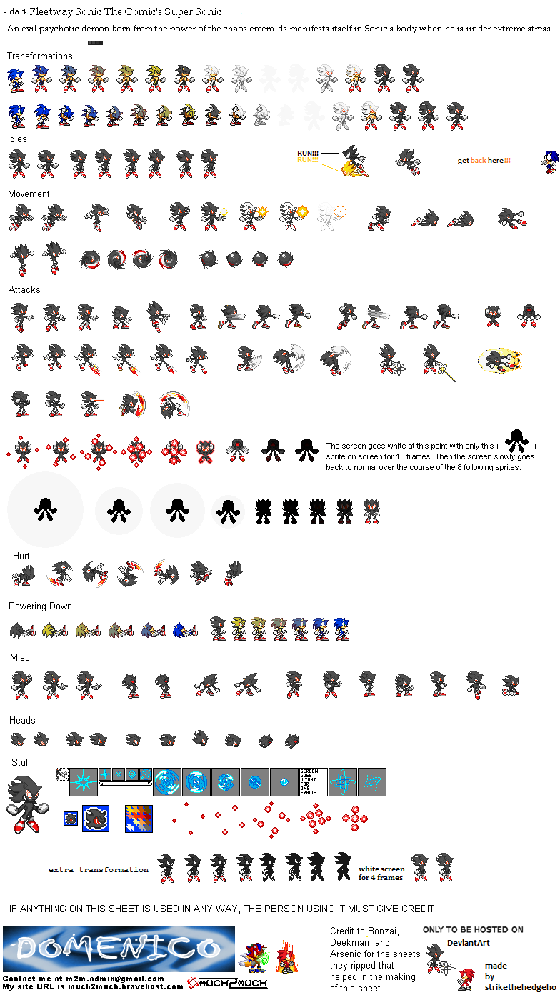 Fleetway Dark Super Sonic sprites sheet (old) by DarkSeth644 on DeviantArt