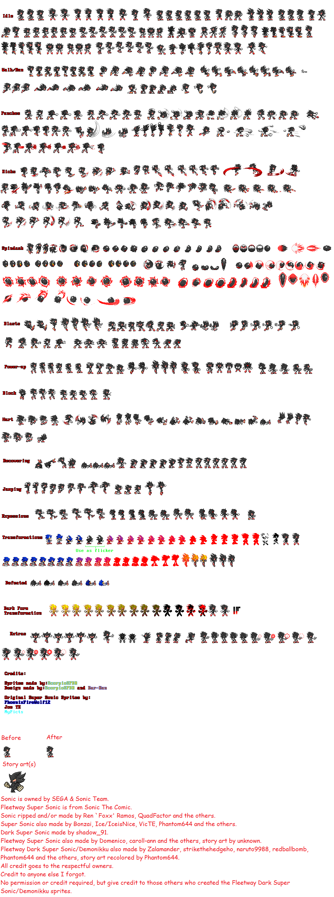 Fleetway Dark Super Sonic Sprites Sheet 3 By Darkseth644 On Deviantart