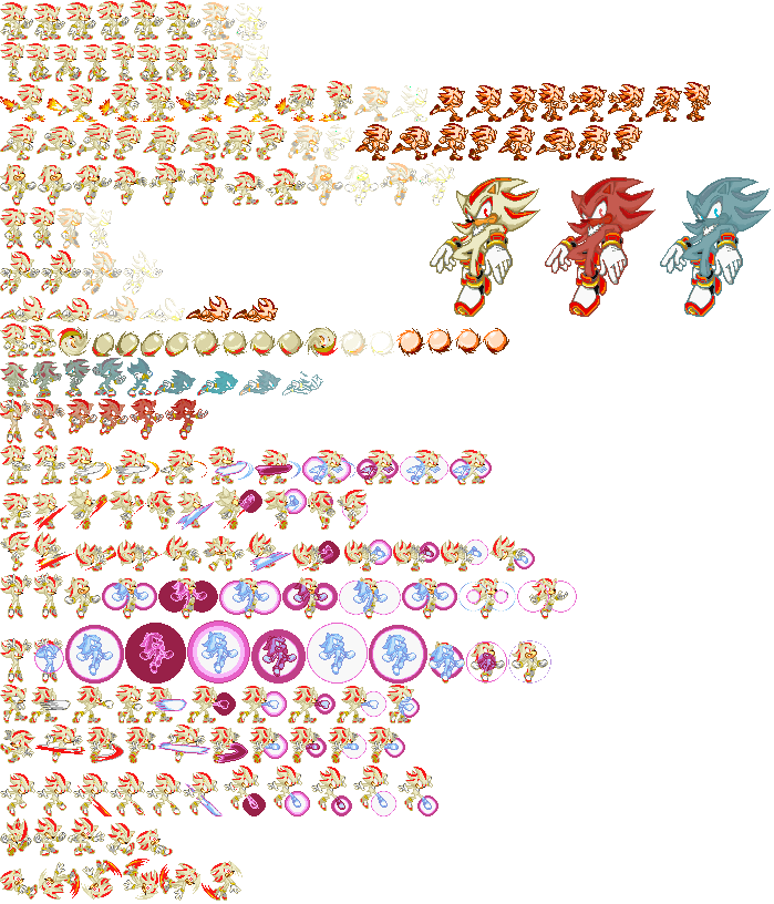 Super Chaos Shadow(?) REMAKE sprites sheet by TheRealSeth644 on DeviantArt