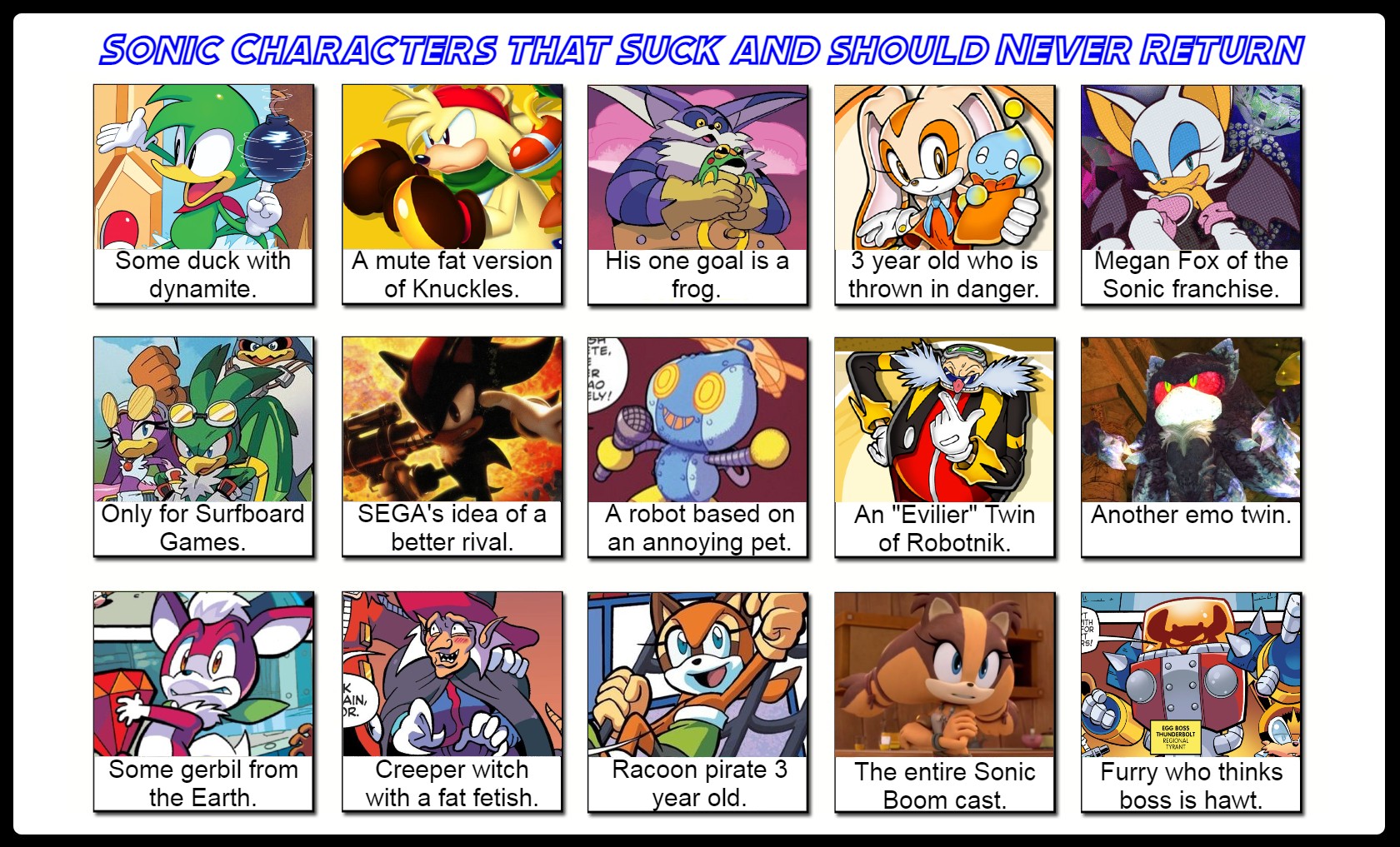 Top Ten Favorite Sonic Characters by mlp-vs-capcom on DeviantArt