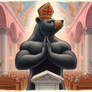 Dall-E, Urso Clerigo em Igreja Rosa 01
