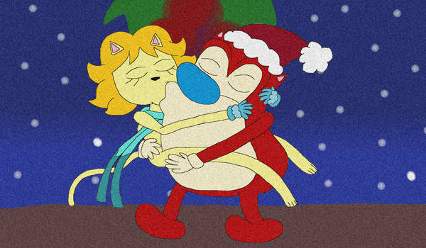 Christmas Photo - Stimpy X Lindsay Mistletoe Kiss