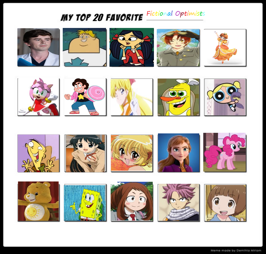 My Top 20 Favorite Fictional Optimists by SissyCat94 on DeviantArt My Top 20 Favorite Fictional Optimists by SissyCat94 on DeviantArt