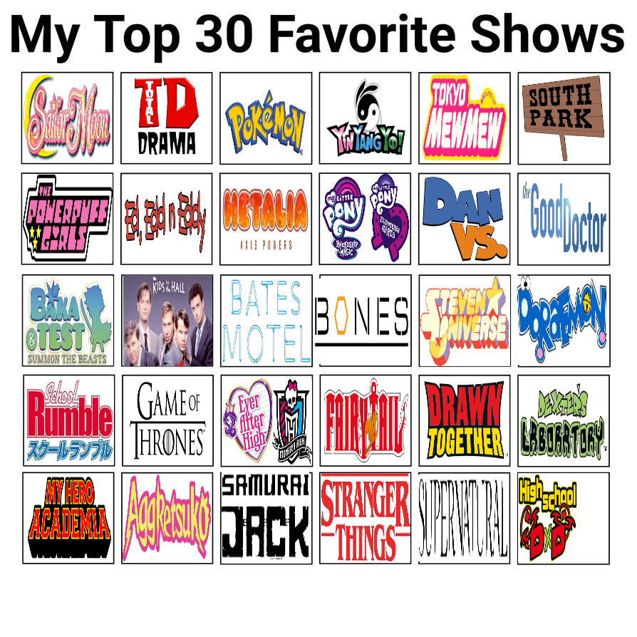 My Top 30 TV Shows on DeviantArt