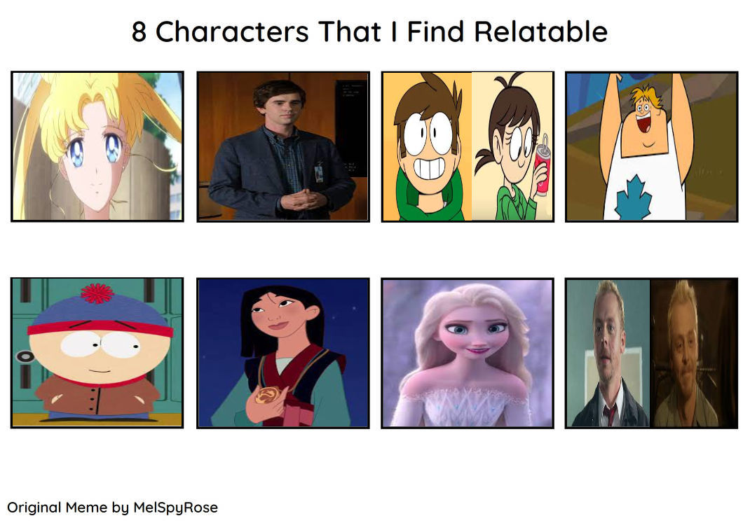 My Top 8 Characters I Find Relatable by SissyCat94 on DeviantArt