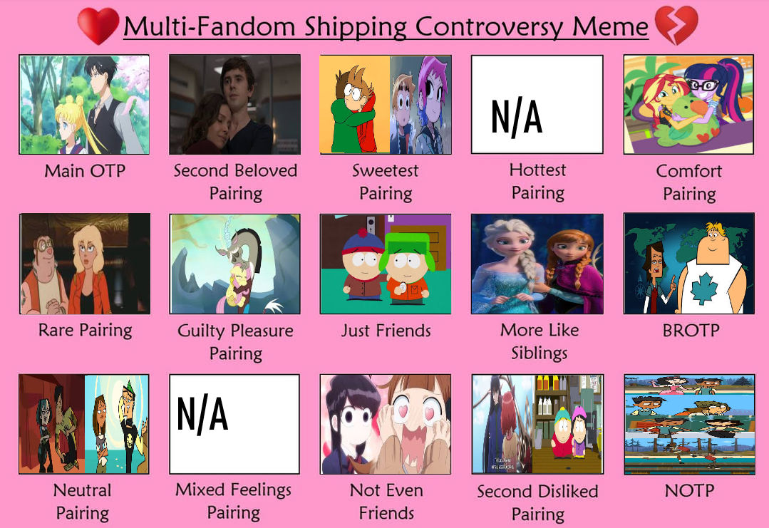 Multifandom Memes My Multi-Fandom Shipping Meme by SissyCat94 on DeviantArt