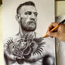 Conor Mcgregor in Black Ballpoint Pen on A3