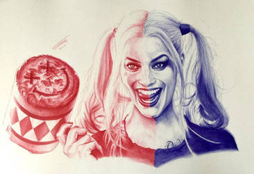 Harley Quinn in Ballpoint Pen by JonARTon