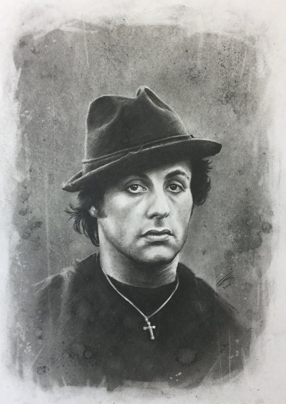 Rocky Balboa Charcoal Drawing