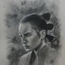 Rey drawn in charcoal