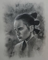 Rey drawn in charcoal