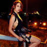 Tomb Raider Lara Croft ripped dress - sitting