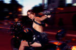 Tomb Raider Lara Croft ripped dress - bike action by TanyaCroft