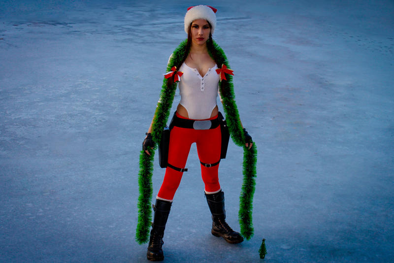 New Year's Lara Croft - frozen lake