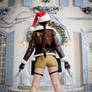 Christmas Lara Croft cosplay - back view