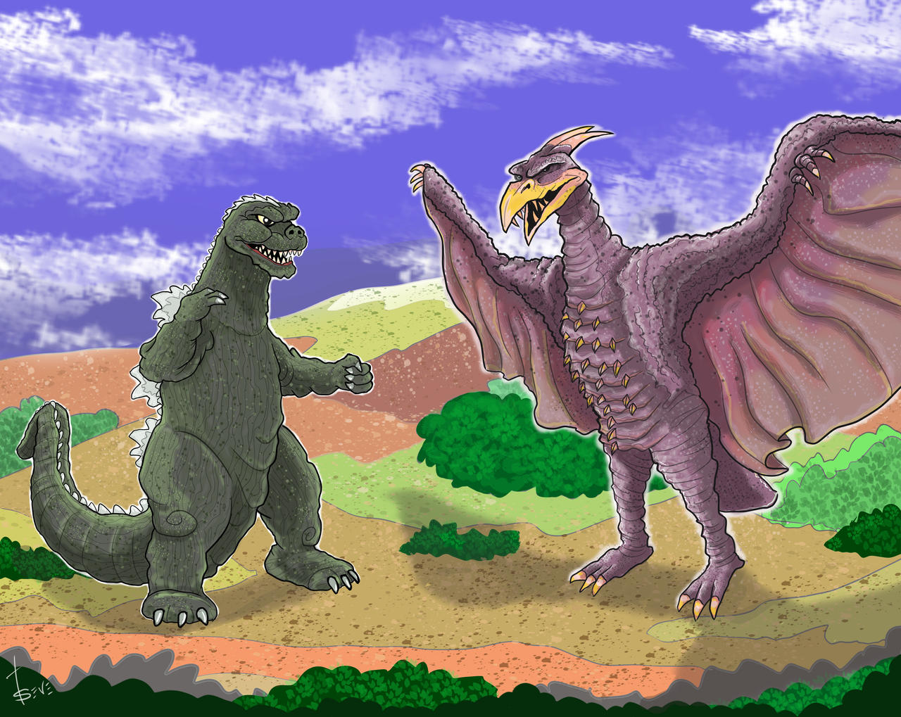 Toho Godzilla vs Rodan by drsteventhewood on DeviantArt