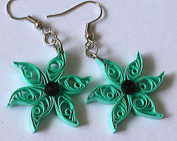 green quilled earrings