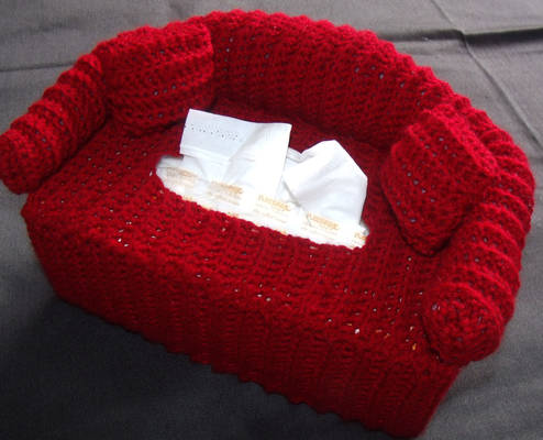 crochet couch tissue cover