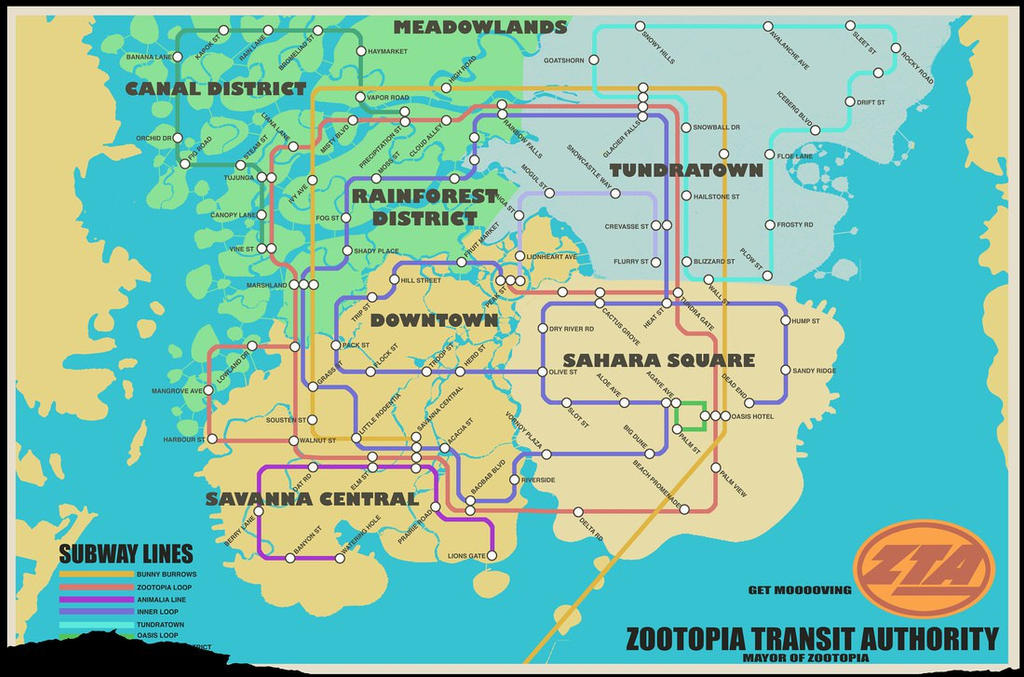 Zootopia Transit Map Zootopia Transit Map - official Zootopia Artwork by icey1456 on DeviantArt