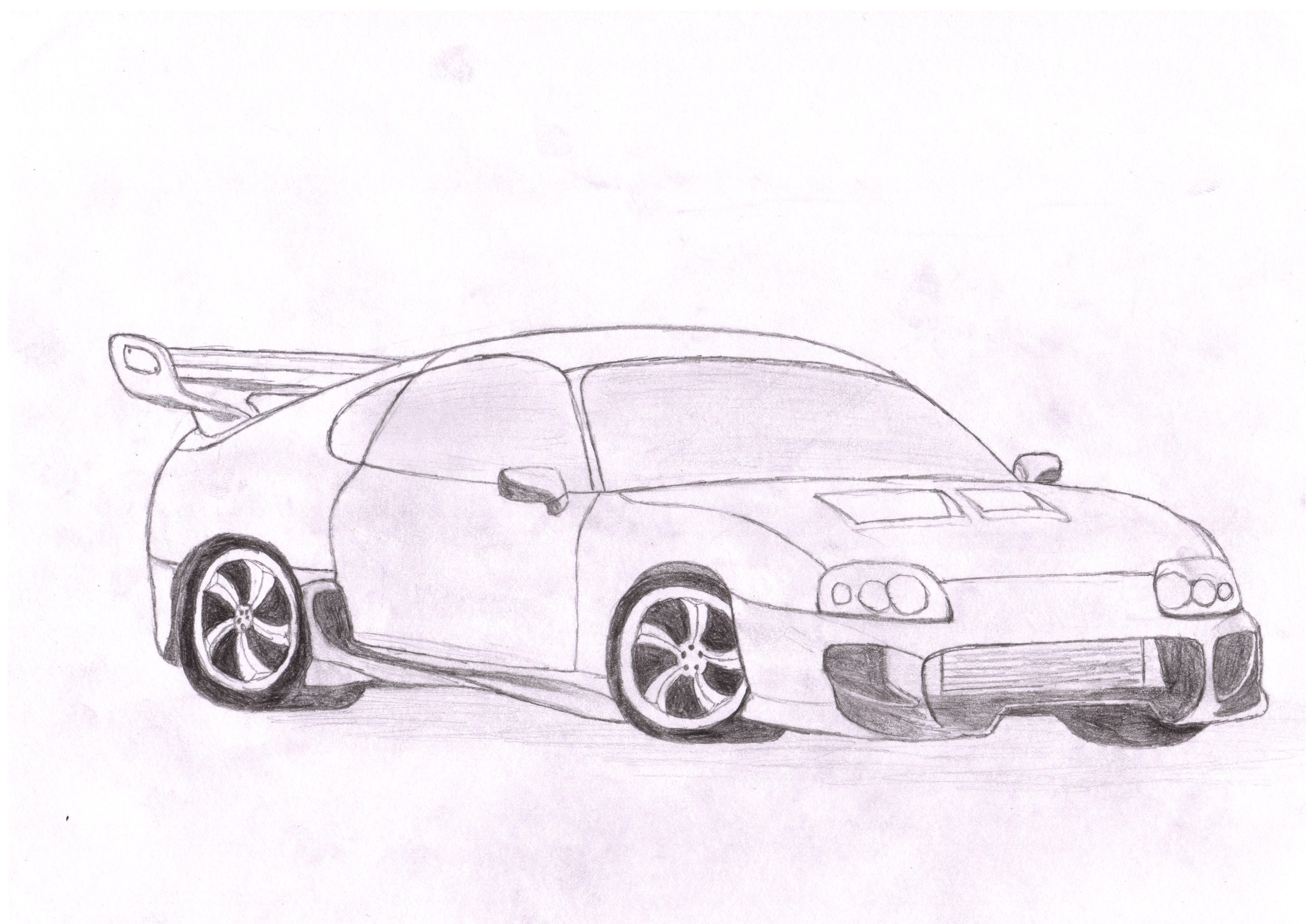 Toyota Supra срисовать легко сбоку