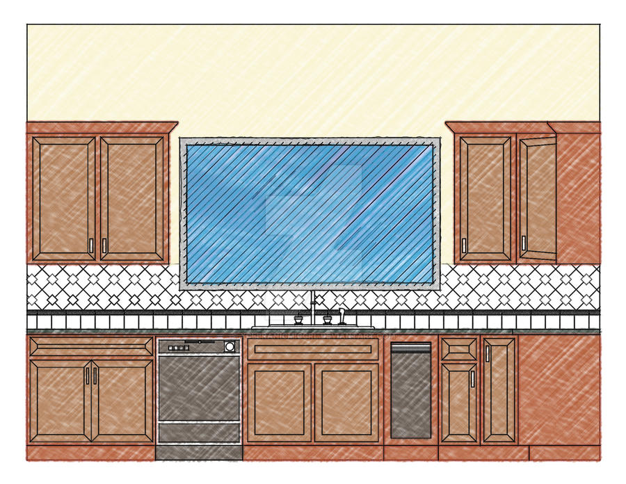 Rendered Kitchen Elevation by xclbranicmicgrl on DeviantArt