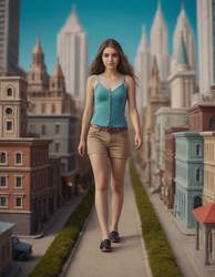 Giant girl in a shrunken city by IvanZden