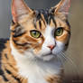 River Otazo calico tabby cat portrait