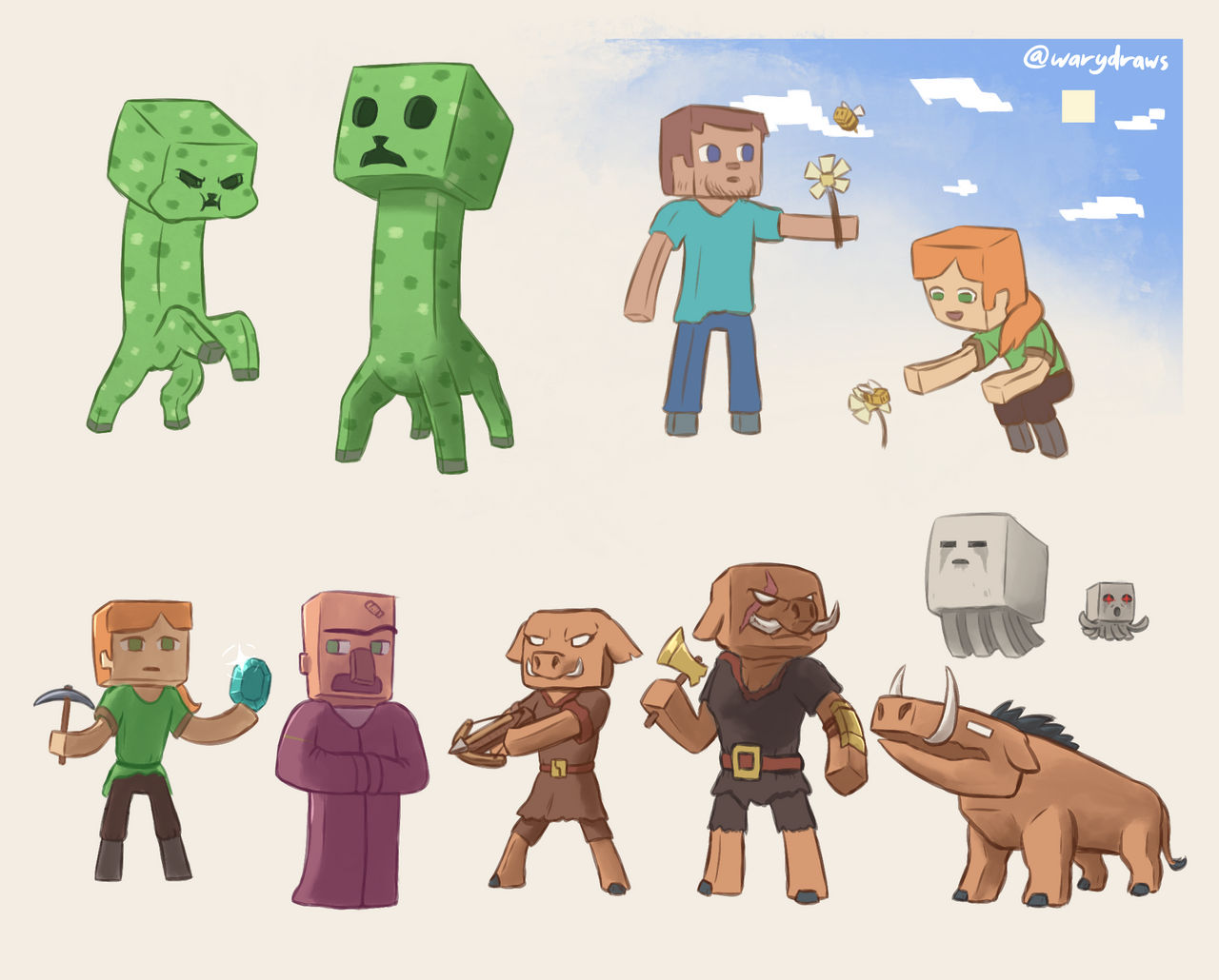 Deviantart Minecraft Ideas Minecraft Sketches by warydraws on DeviantArt