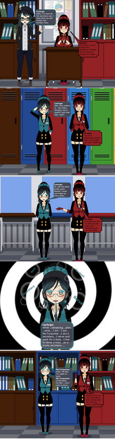 Larhrge finds a new job as a sexy secretary