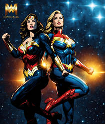 WORLDS COLLIDE - Captain Marvel and Wonder Woman