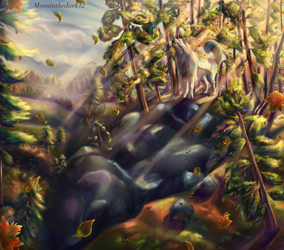 Deviantart Fall Autumn leaf fall / Commission by mooninthedark12 on DeviantArt