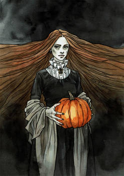 Lady with pumpkin