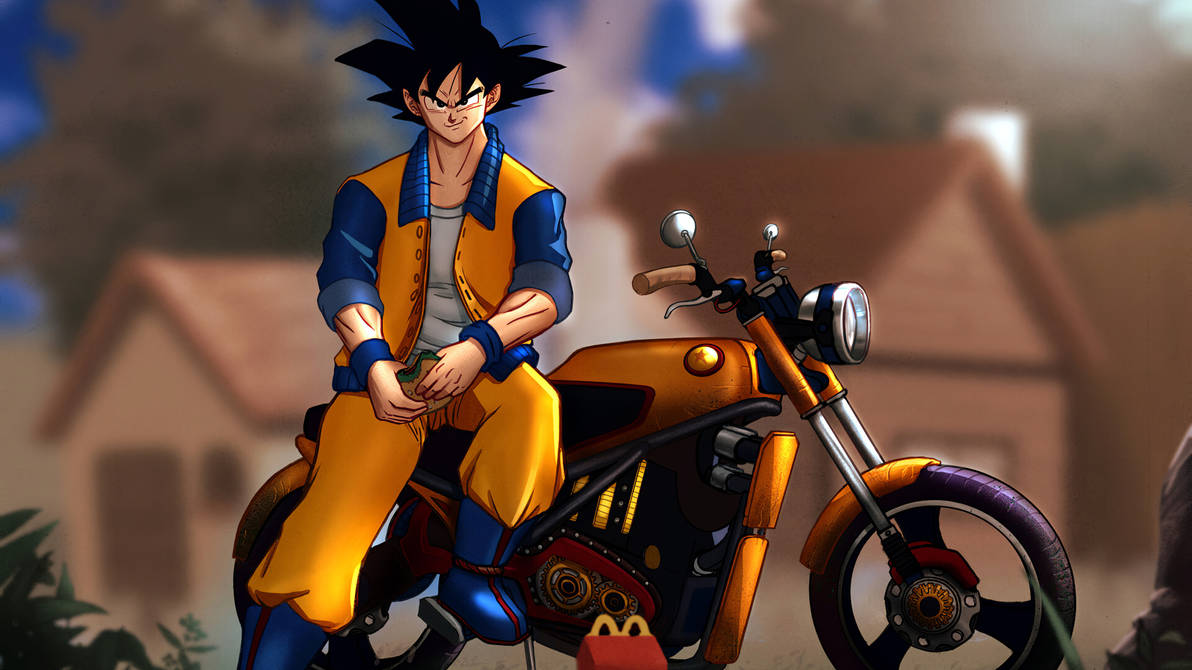 Son Goku Sitting on a Bike 3K Wallpaper by OmegaHD on DeviantArt Son Goku Sitting on a Bike 3K Wallpaper by OmegaHD on DeviantArt