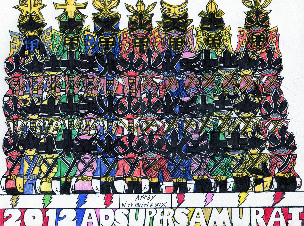 Samurai Power Ranger Drawing Power Rangers Super Samurai by werewolf90x on DeviantArt