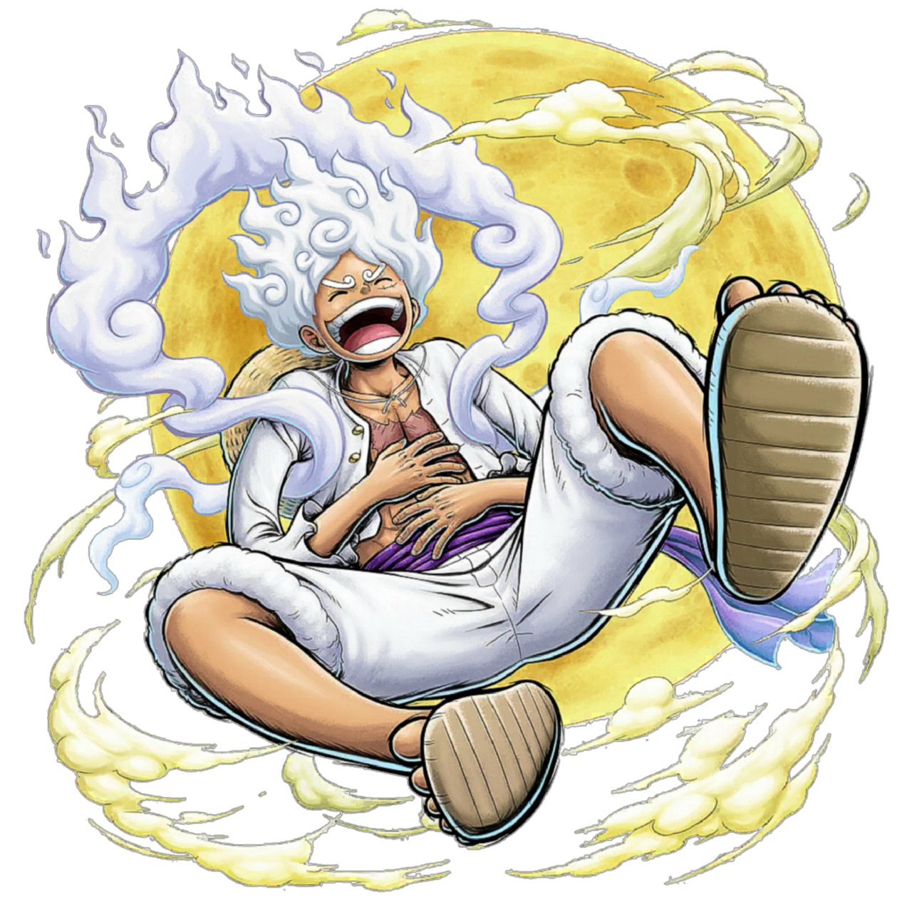 Luffy Gear 5 sitting PNG Image