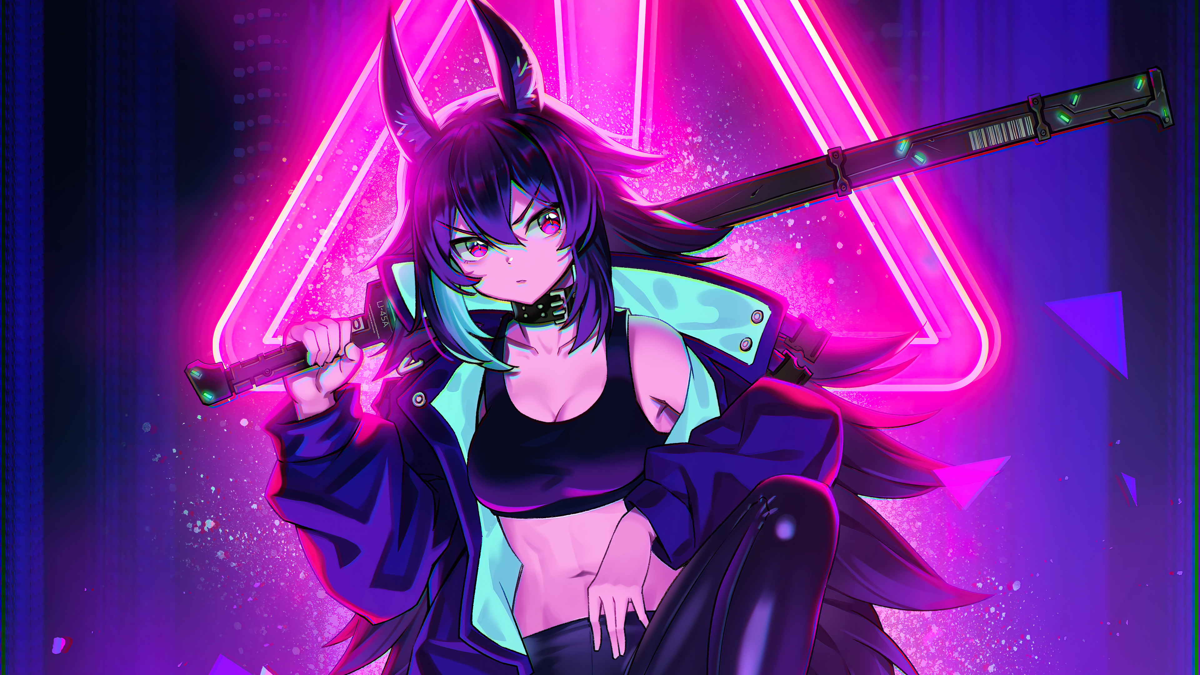 Asteroid (artist), cyberpunk, anime girls, dark