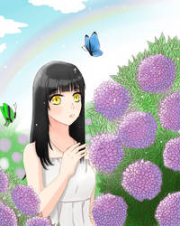 Gazing at the Hydrangea flowers