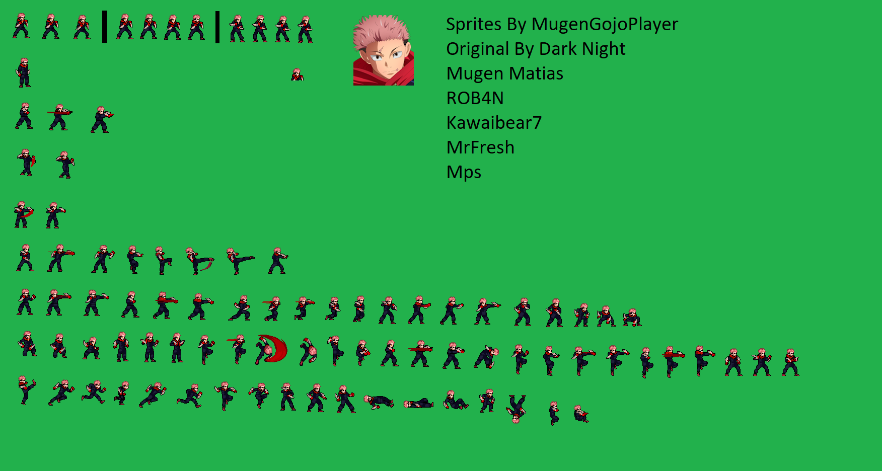 Modulo Yuji Sprite Yuji Itadori Shinjuku V2 Sprite Sheet by MugenGojoPlayer on DeviantArt