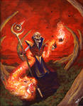 Undead Pyromancer - Acrylic on Canvas by indigowarrior