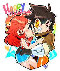 Tracer And Emily - Pride Illustration (Overwatch)